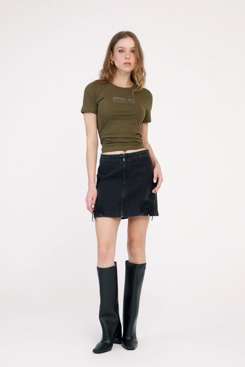 Camiseta Feminina Slim Com Aplicação Verde 3