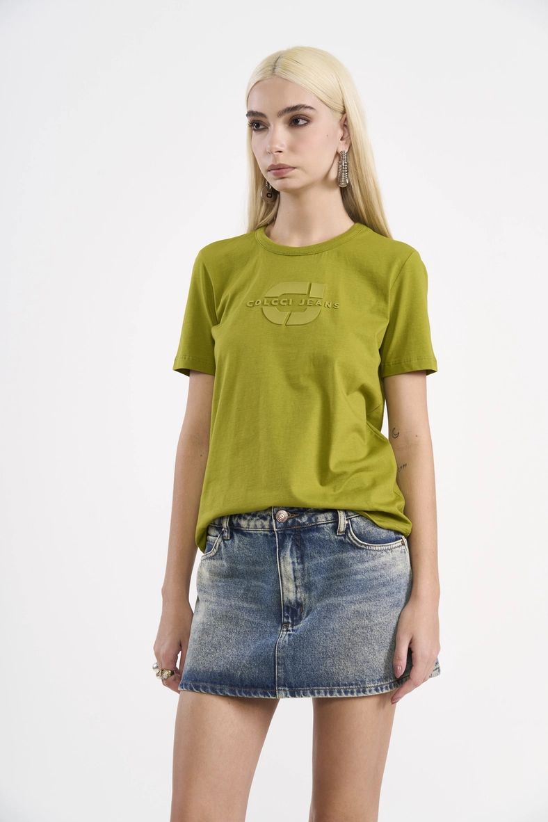 Camiseta De Algodão Com Logo Relevo