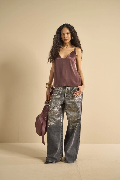 Blusa Evasê Acetinada