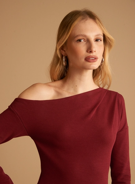 Vestido Longo Manga Longa Franzidos