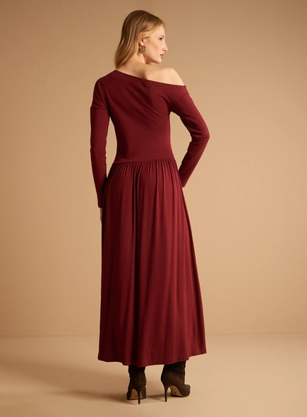 Vestido Longo Manga Longa Franzidos