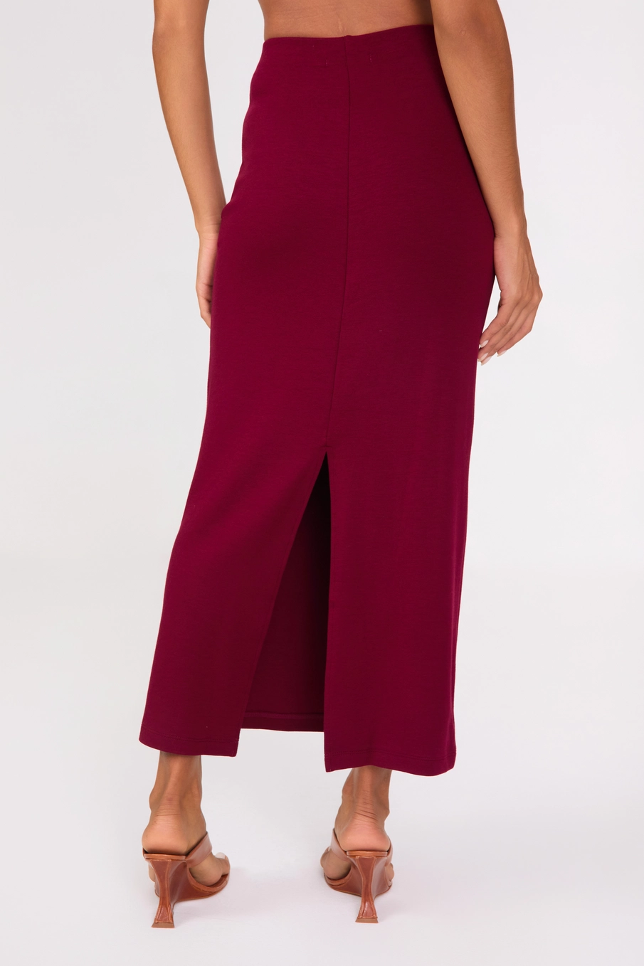 Saia Midi Small Cintura Alta Bordô 4
