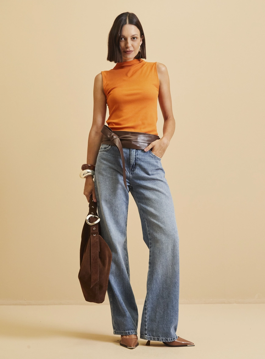 Regata Feminina Gola Alta Laranja