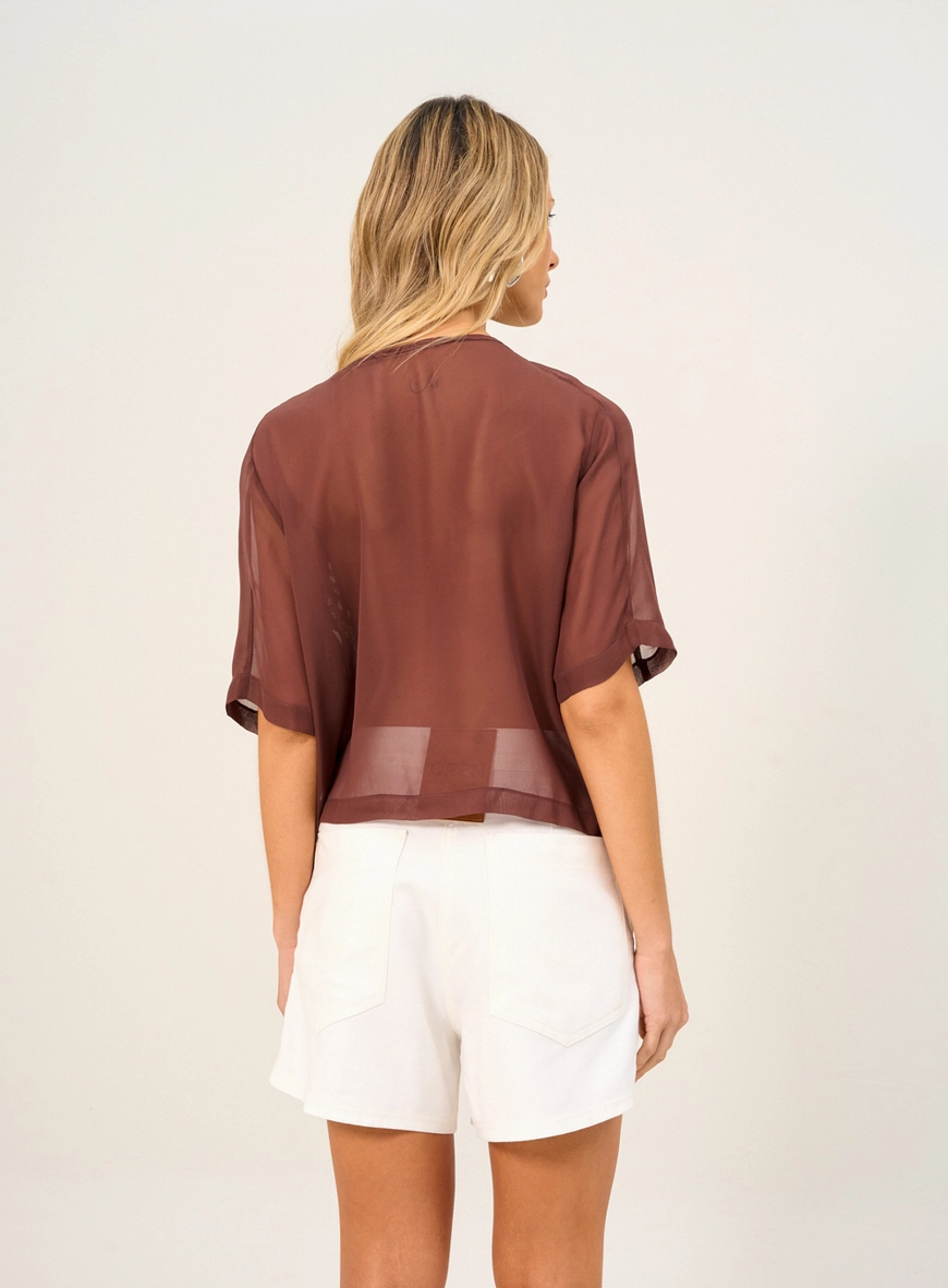 Camiseta Feminina Com Estampa Frontal Marrom 2