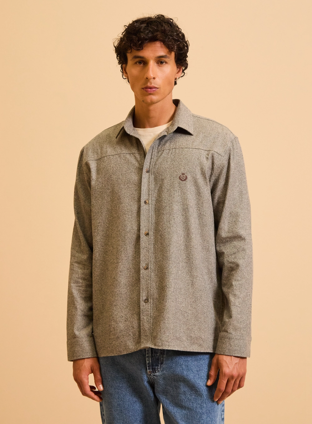 Camisa Masculina Over Shirt Bege 1