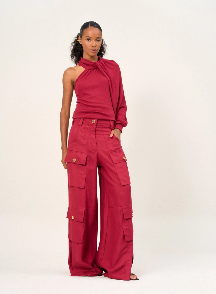 Blusa Feminina Com Mangas Balloon Vermelho 3