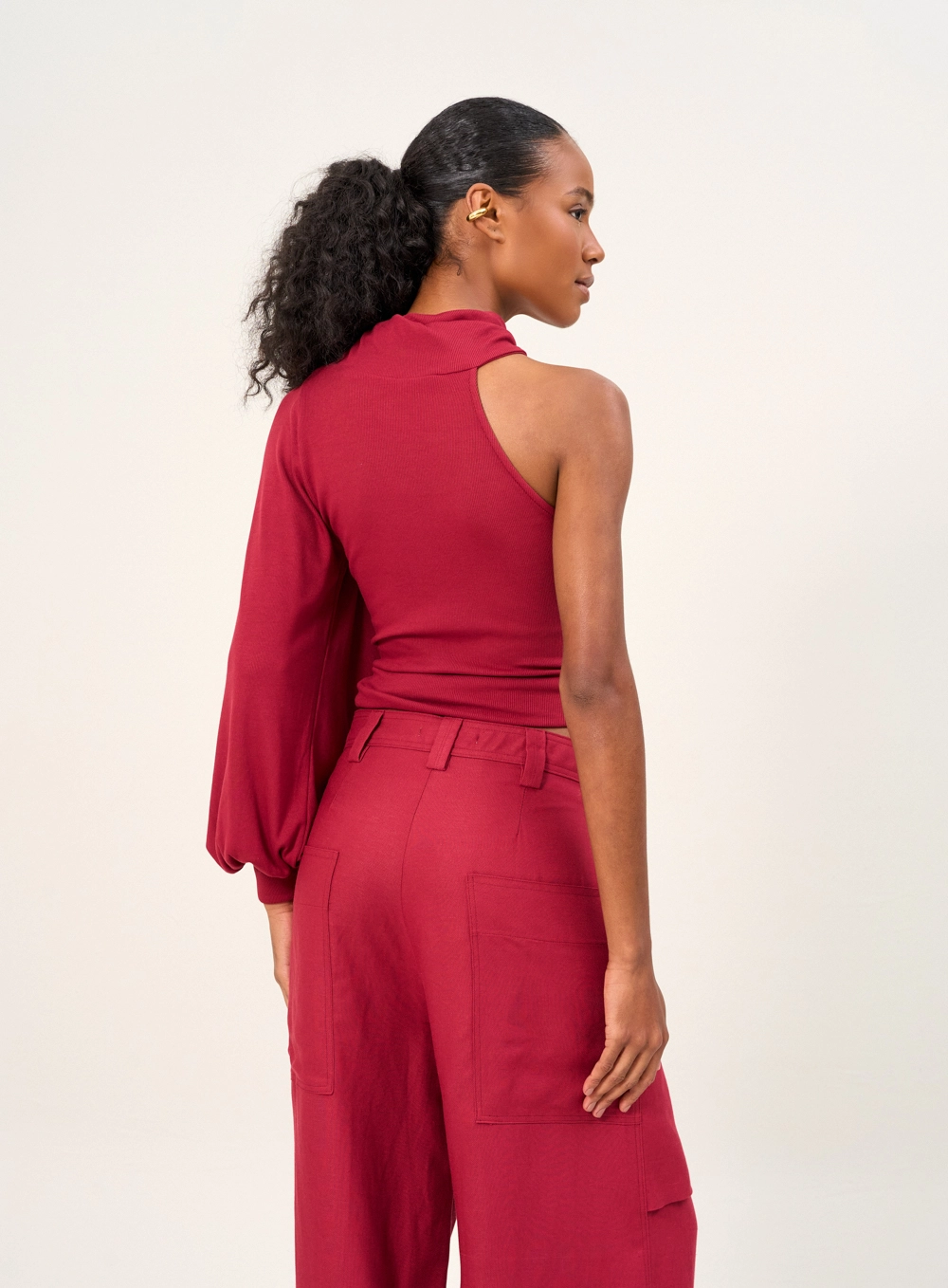 Blusa Feminina Com Mangas Balloon Vermelho 2