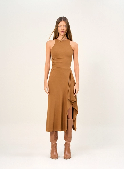 Vestido Feminino Com Abertura Lateral