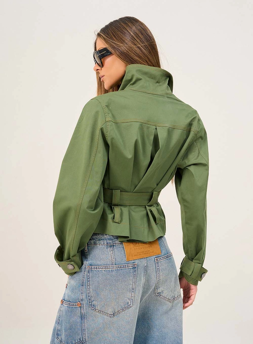 Jaqueta Feminina Com Cinto Verde 2