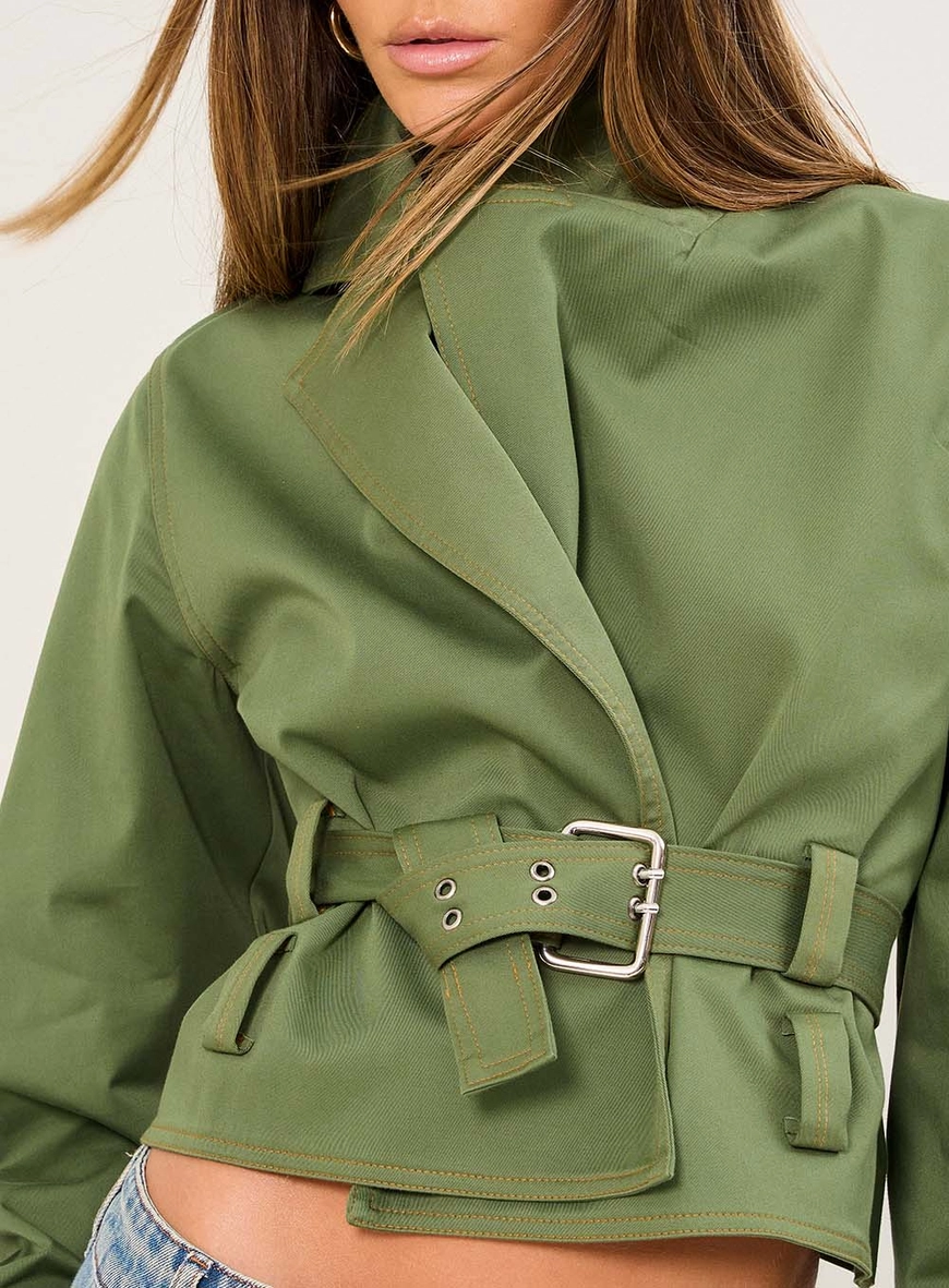 Jaqueta Feminina Com Cinto Verde 3