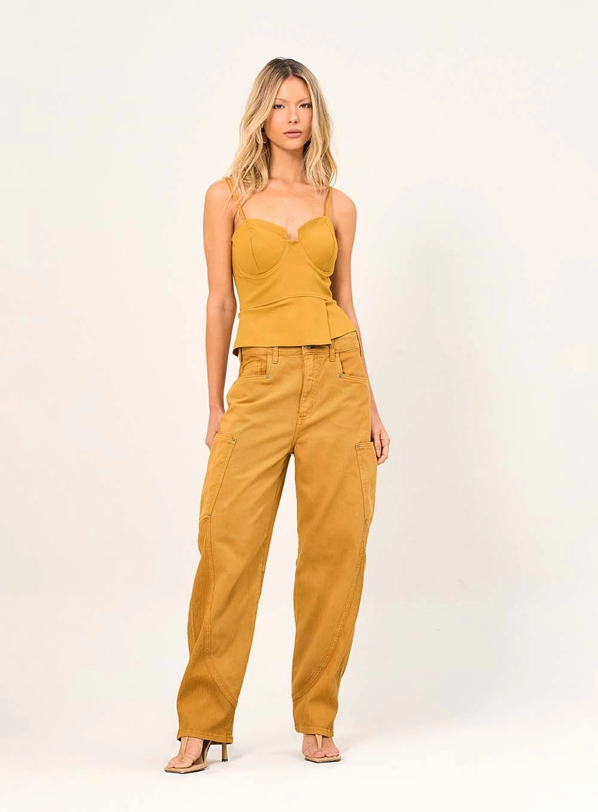 Calça Feminina Cargo Amarelo 1