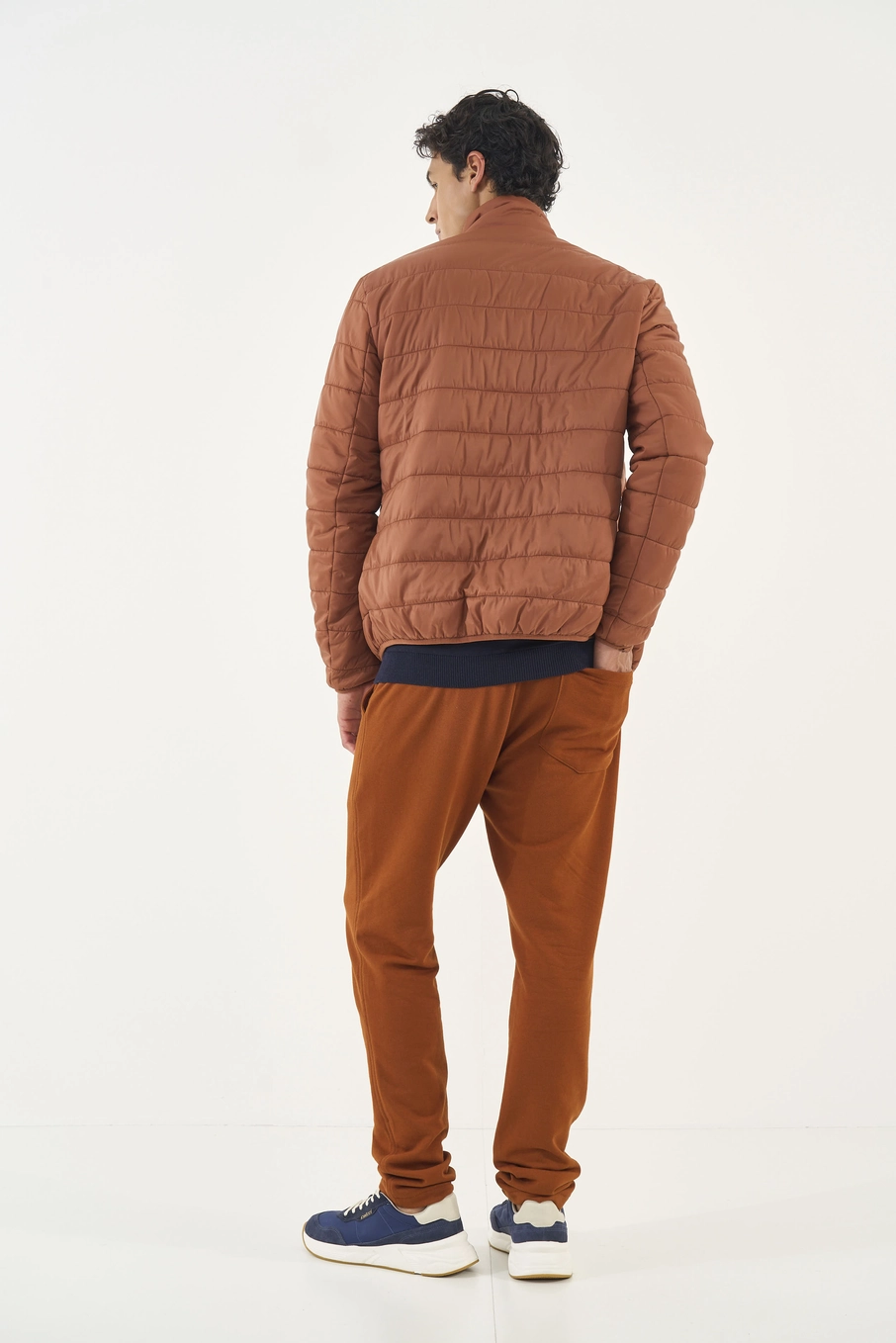 Calça Moletom Slim Com Amarração Marrom Zeus