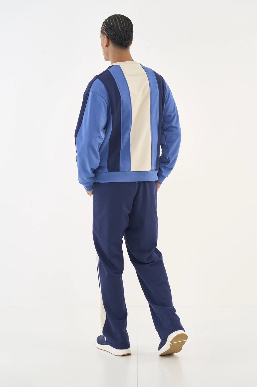 Calça Moletom Com Listra Lateral Azul
