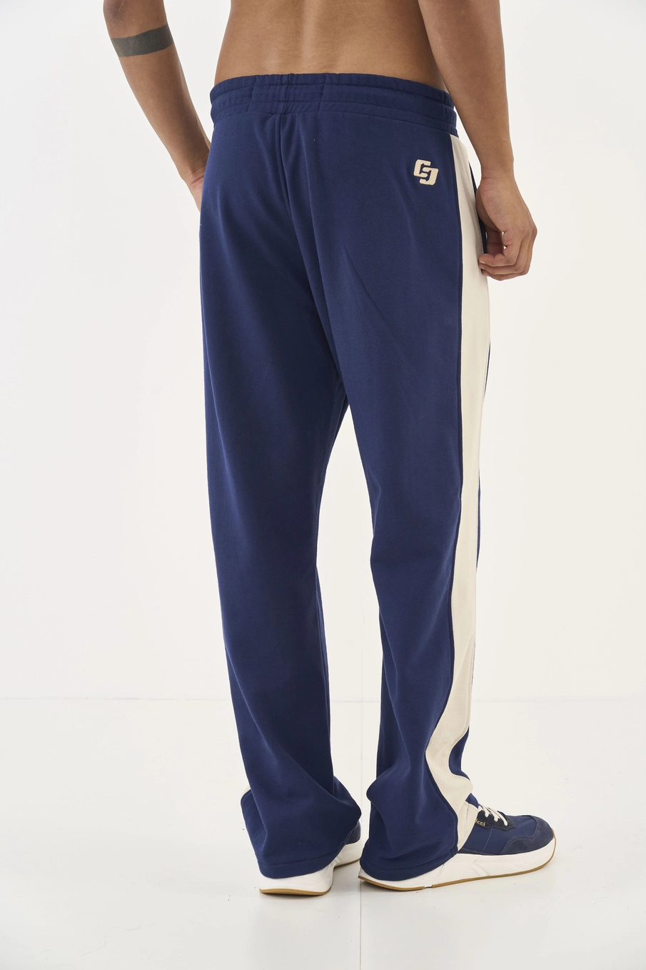 Calça Moletom Com Listra Lateral Azul