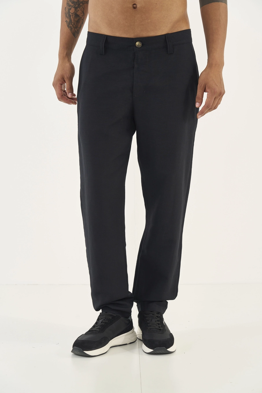 Calça Alfaiataria Reta Kein Com Linho Preto