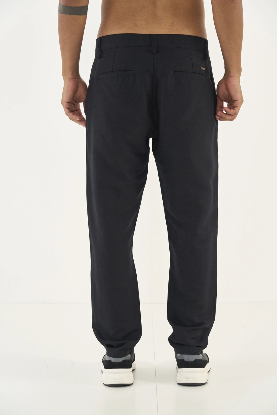 Calça Alfaiataria Reta Kein Com Linho Preto