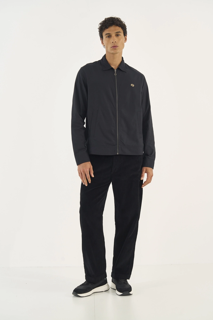 Calça Masculina Reta Em Veludo Preto