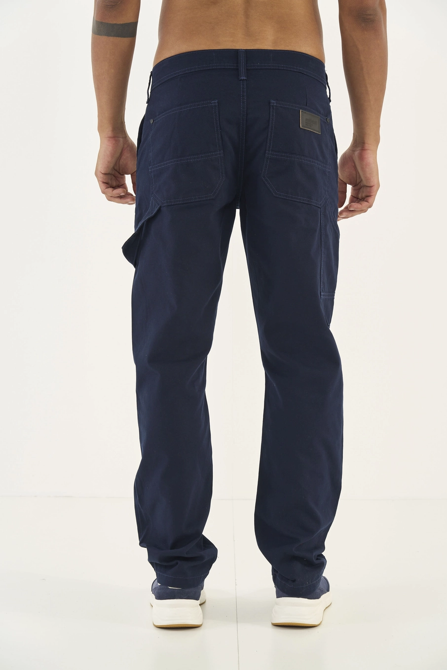Calça Sarja Utilitária Reta Azul
