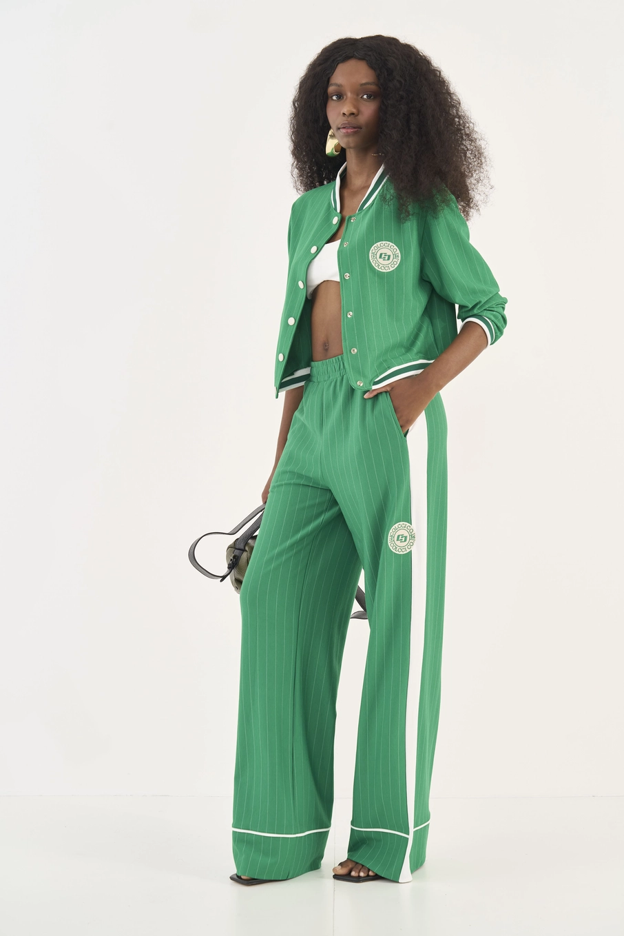 Calça Listrada Wide Leg Jade Estampados