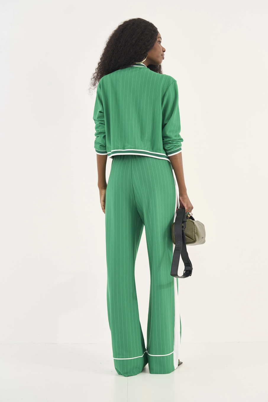Calça Listrada Wide Leg Jade Estampados