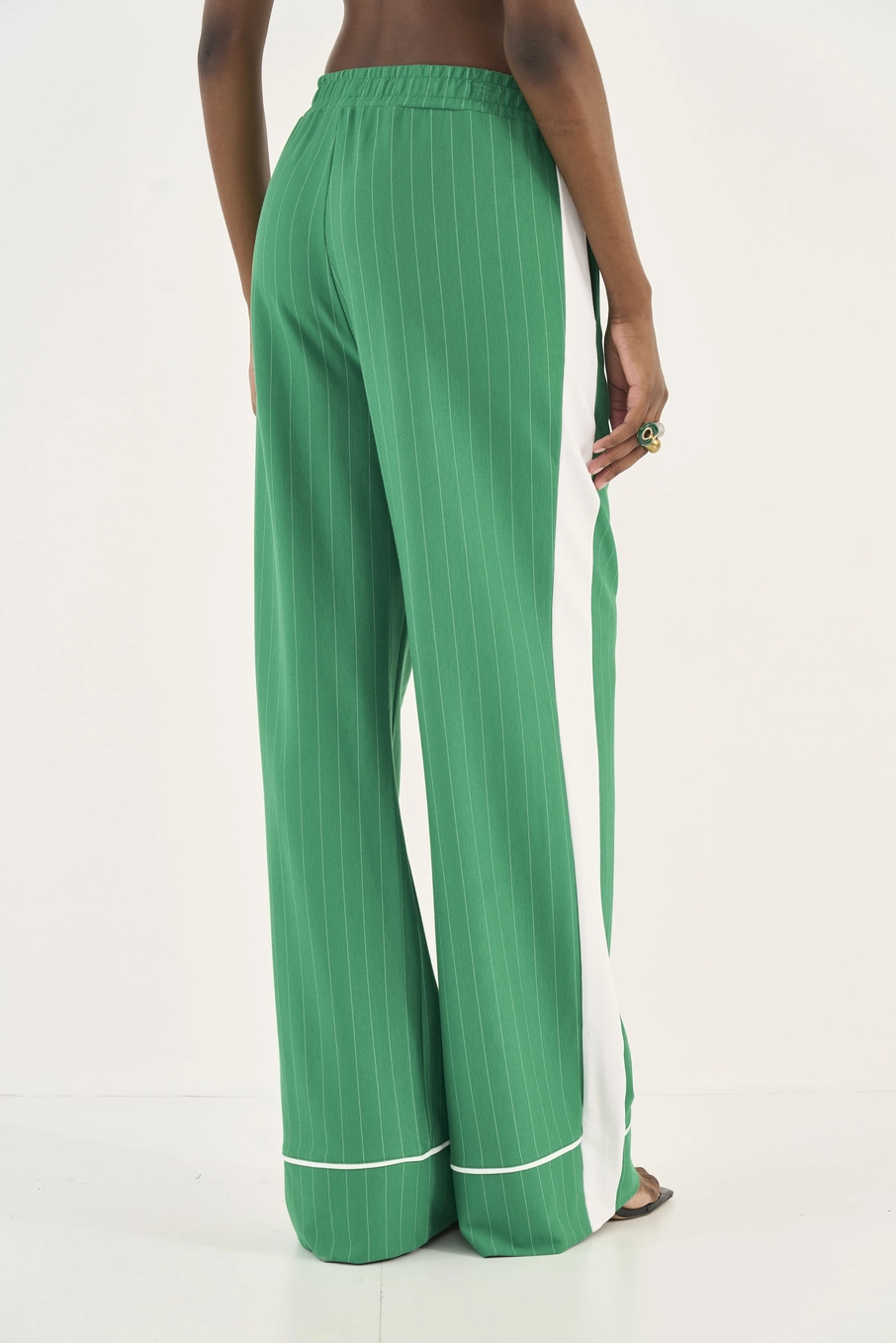 Calça Listrada Wide Leg Jade Estampados