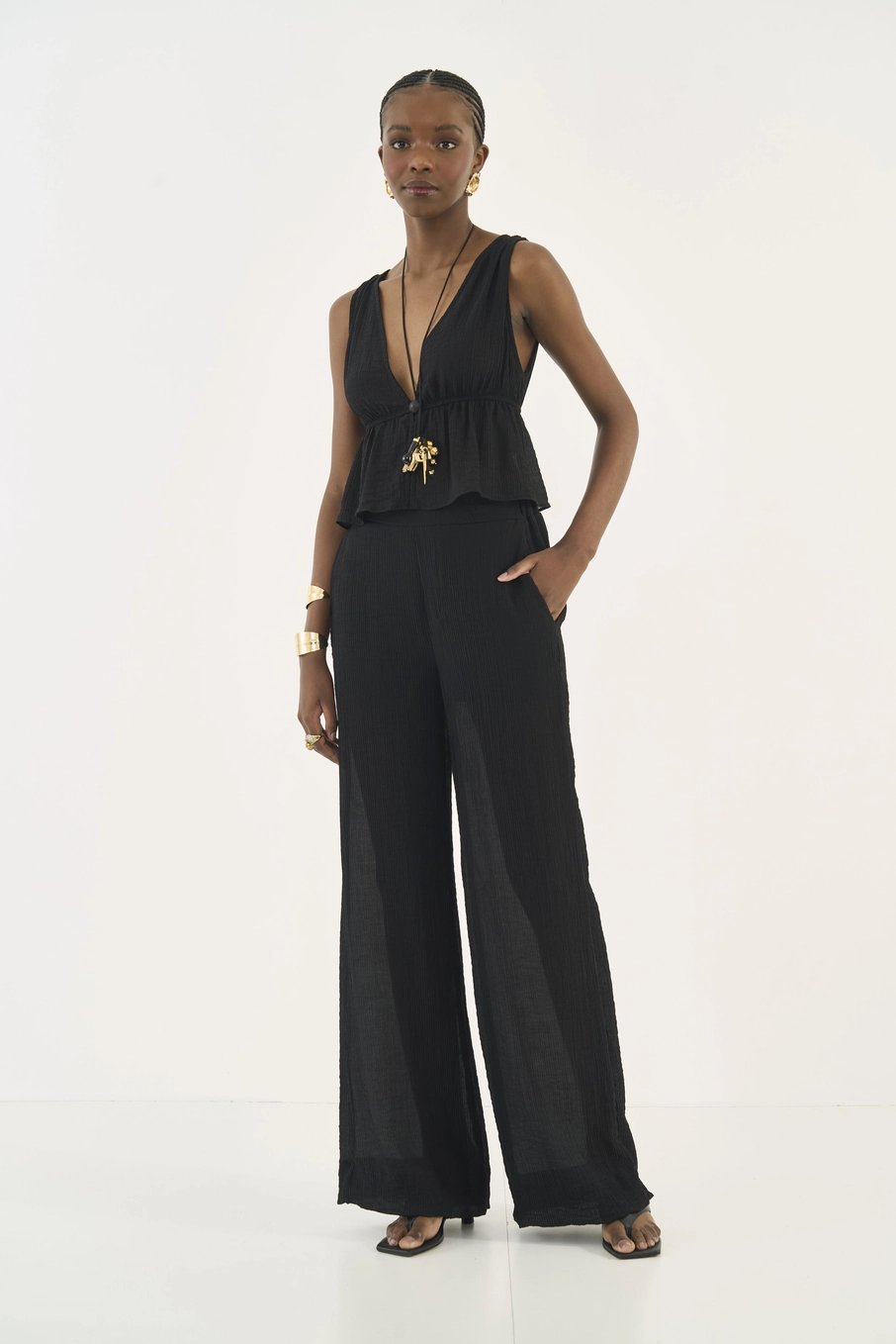 Calça Alfaiataria Pantalona Preto