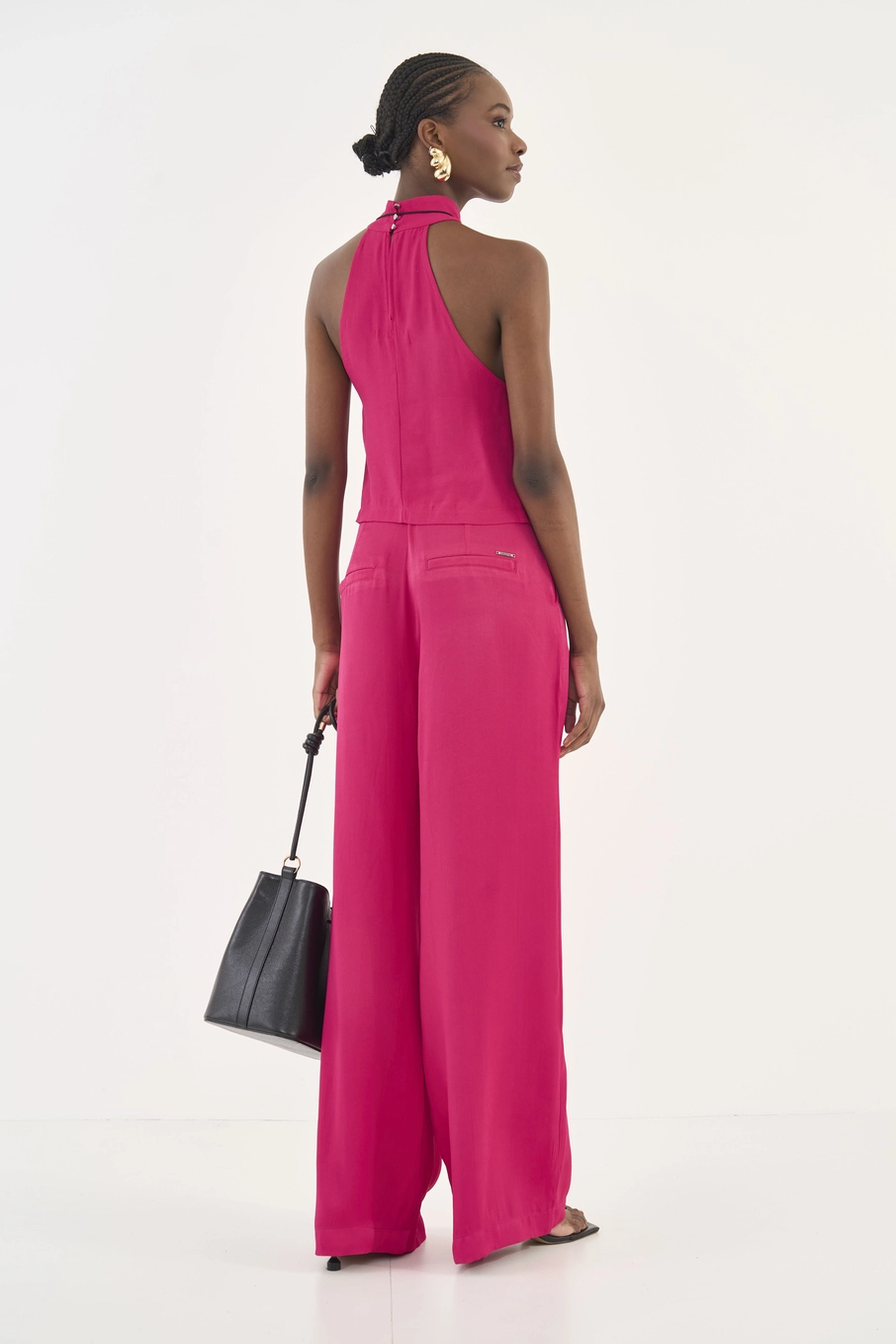 Calça Pantalona Joana Alfaiataria Rosa Timeless