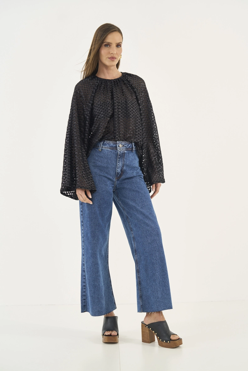 Calça Jeans Wide Leg Juliette Barra A Fio