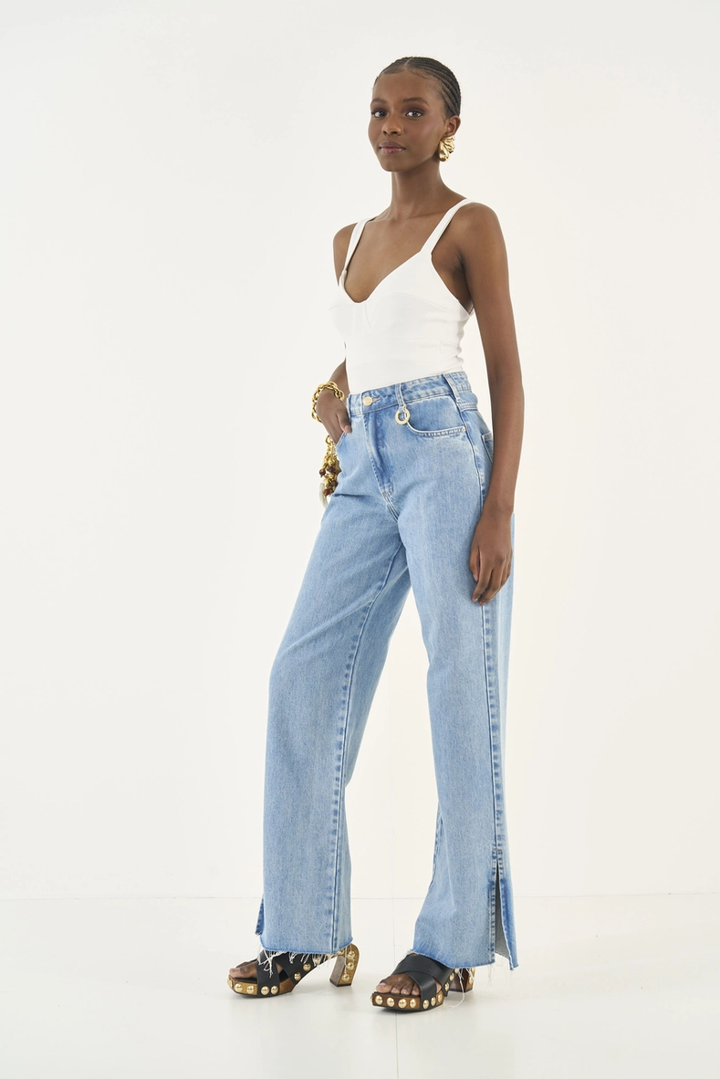 Calça Jeans Wide Leg Juliette Barra A Fio