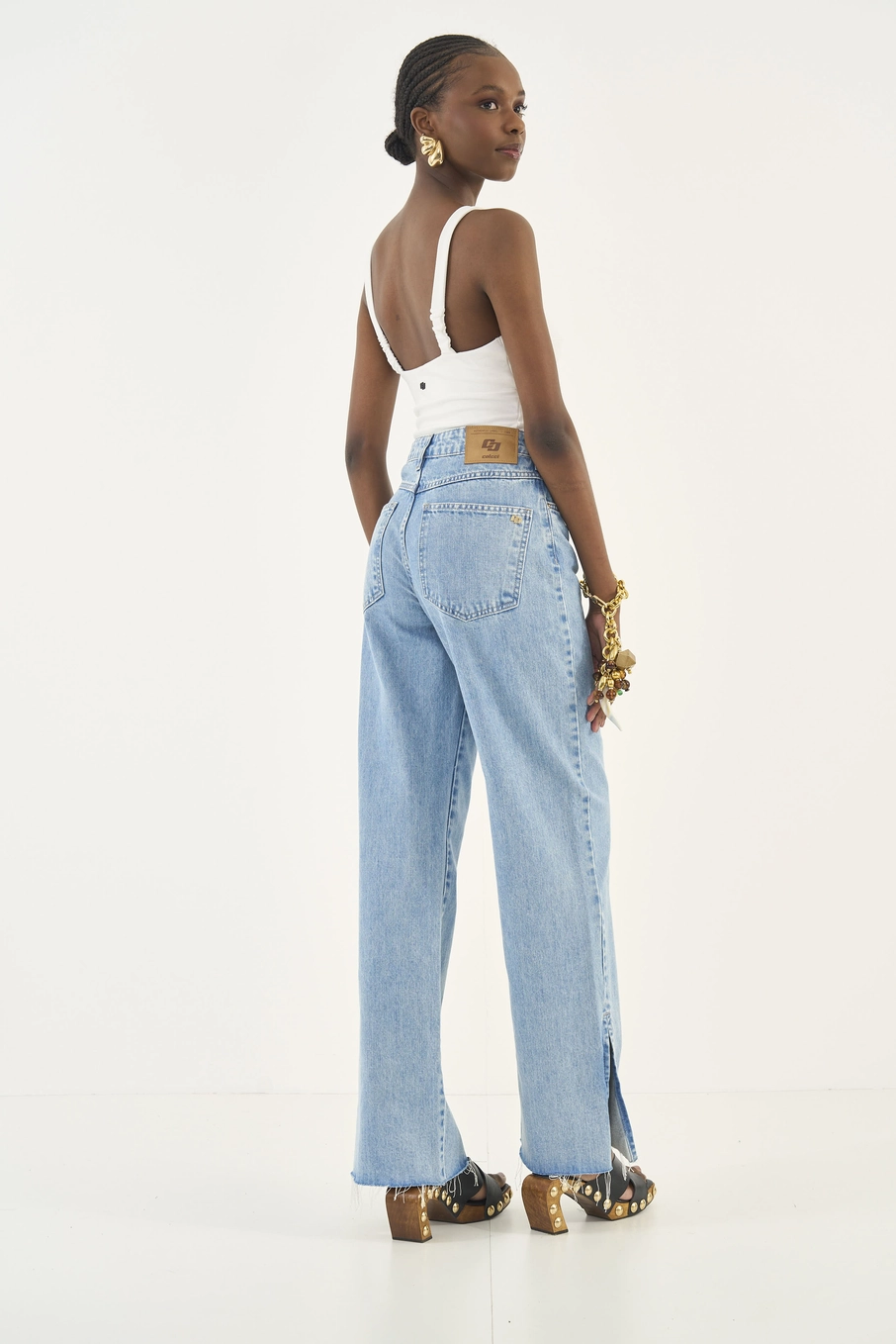 Calça Jeans Wide Leg Juliette Barra A Fio Índigo