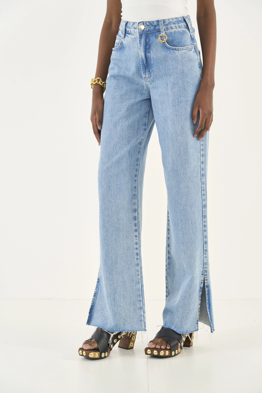 Calça Jeans Wide Leg Juliette Barra A Fio Índigo