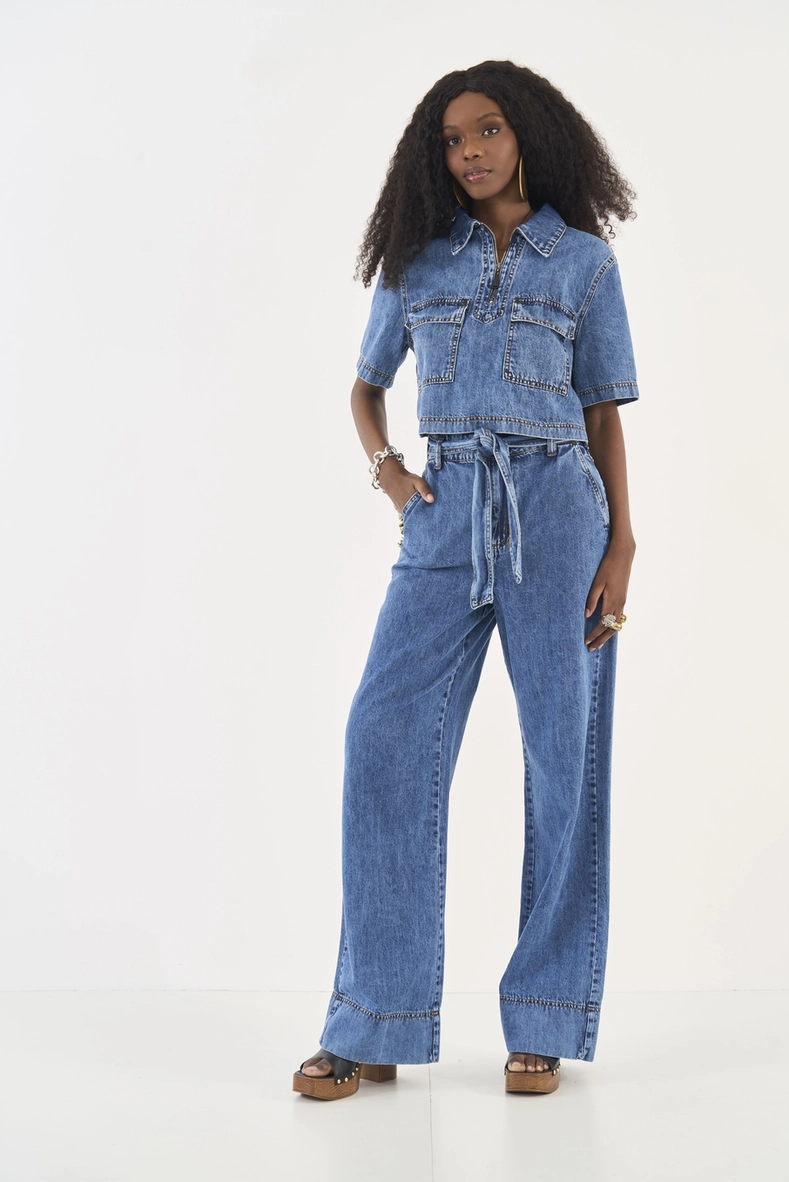 Calça Jeans Joana Wide Leg Com Cinto