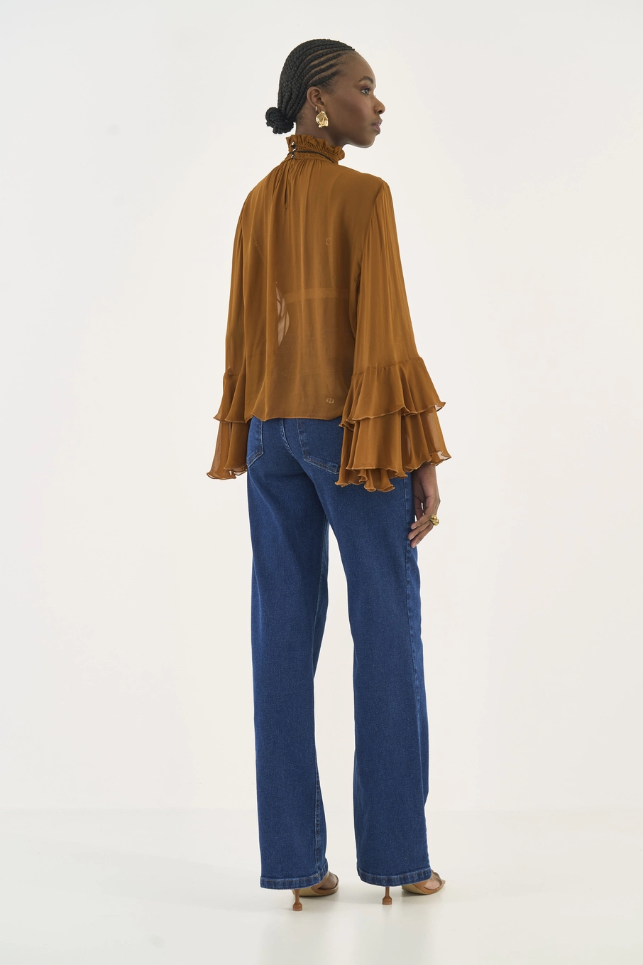 Calça Jeans Juliette Reta Com Lenço Estampado Índigo