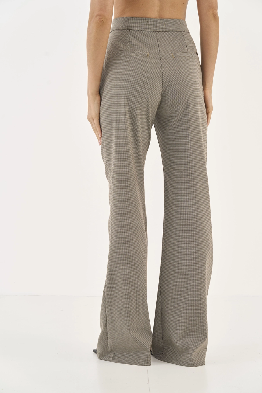Calça Wide Leg Em Alfaiataria Bege