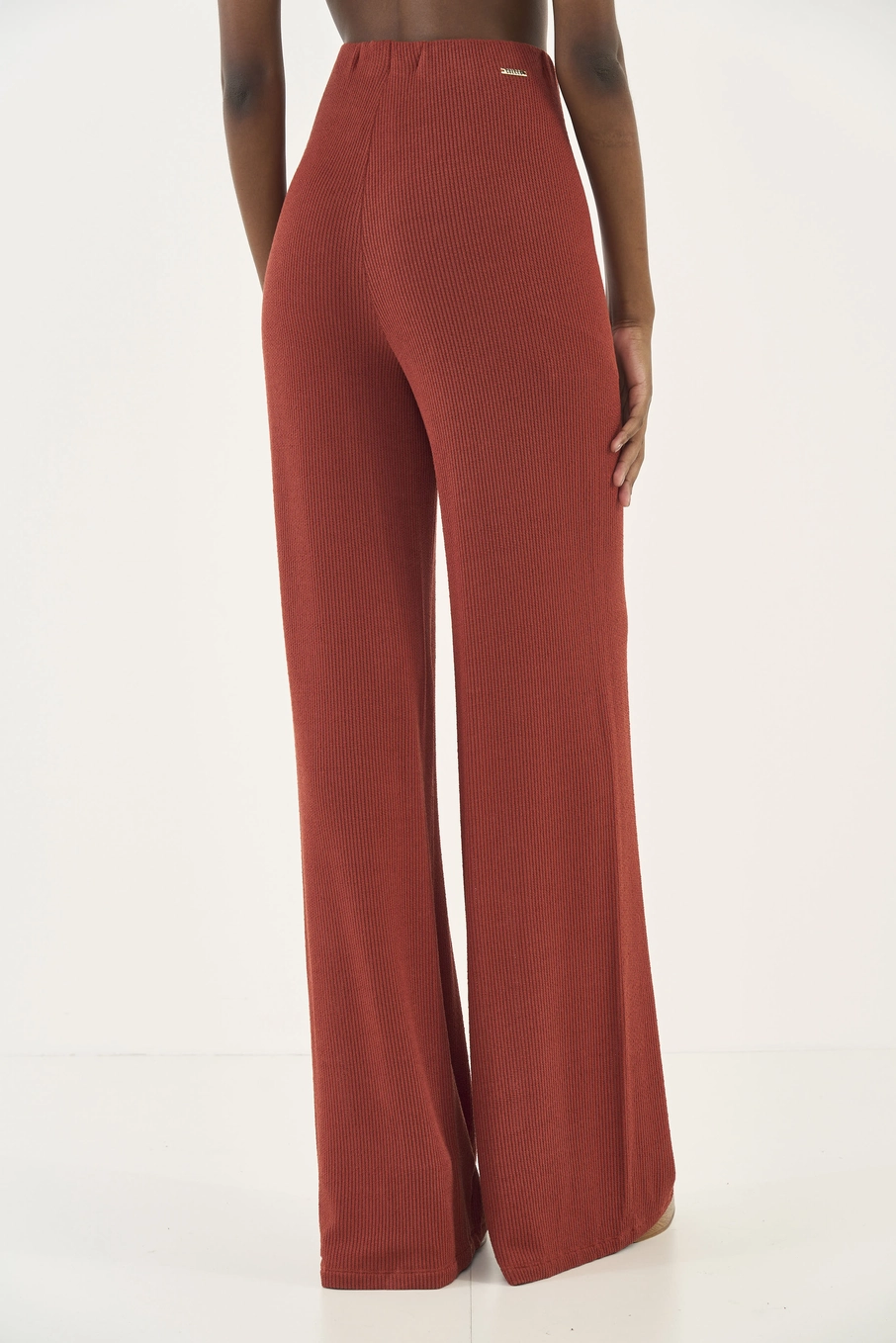 Calça Em Tricô Marrom