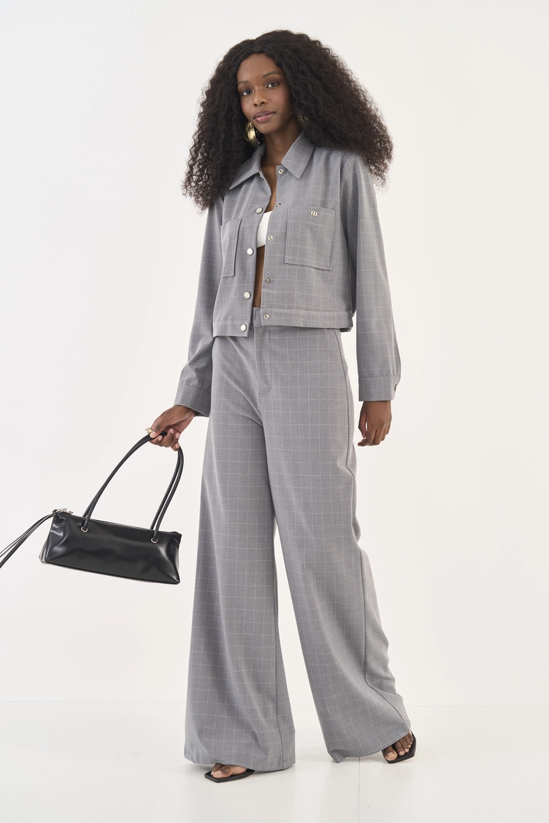 Calça Wide Leg Xadrex Joana