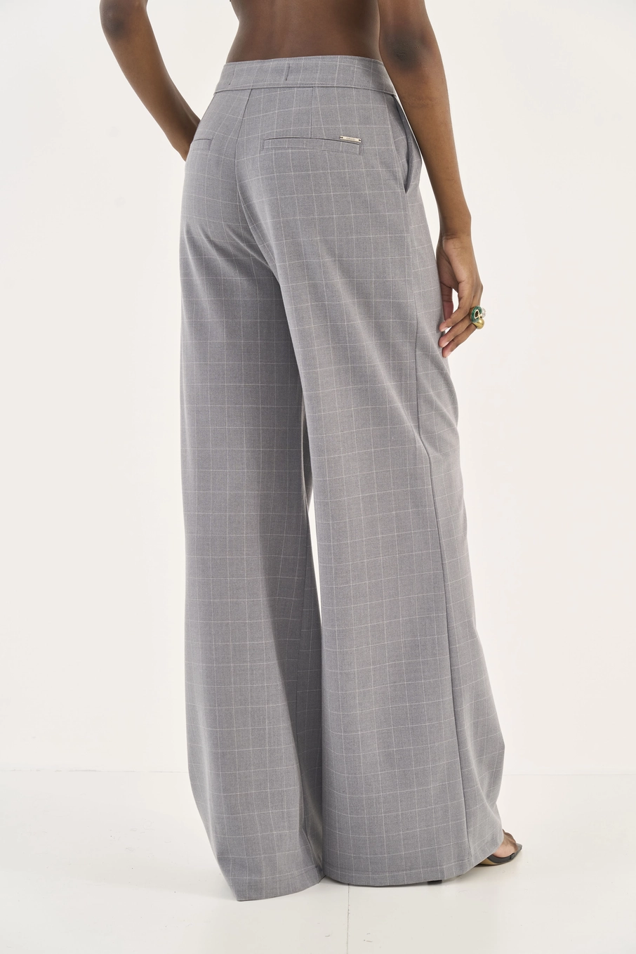 Calça Wide Leg Xadrex Joana Estampados