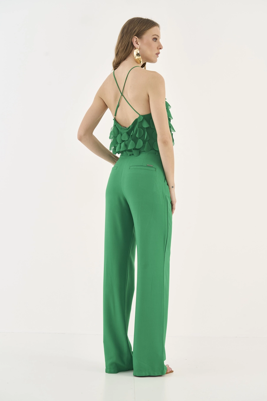 Calça Pantalona Alfaiataria Verde Vanity
