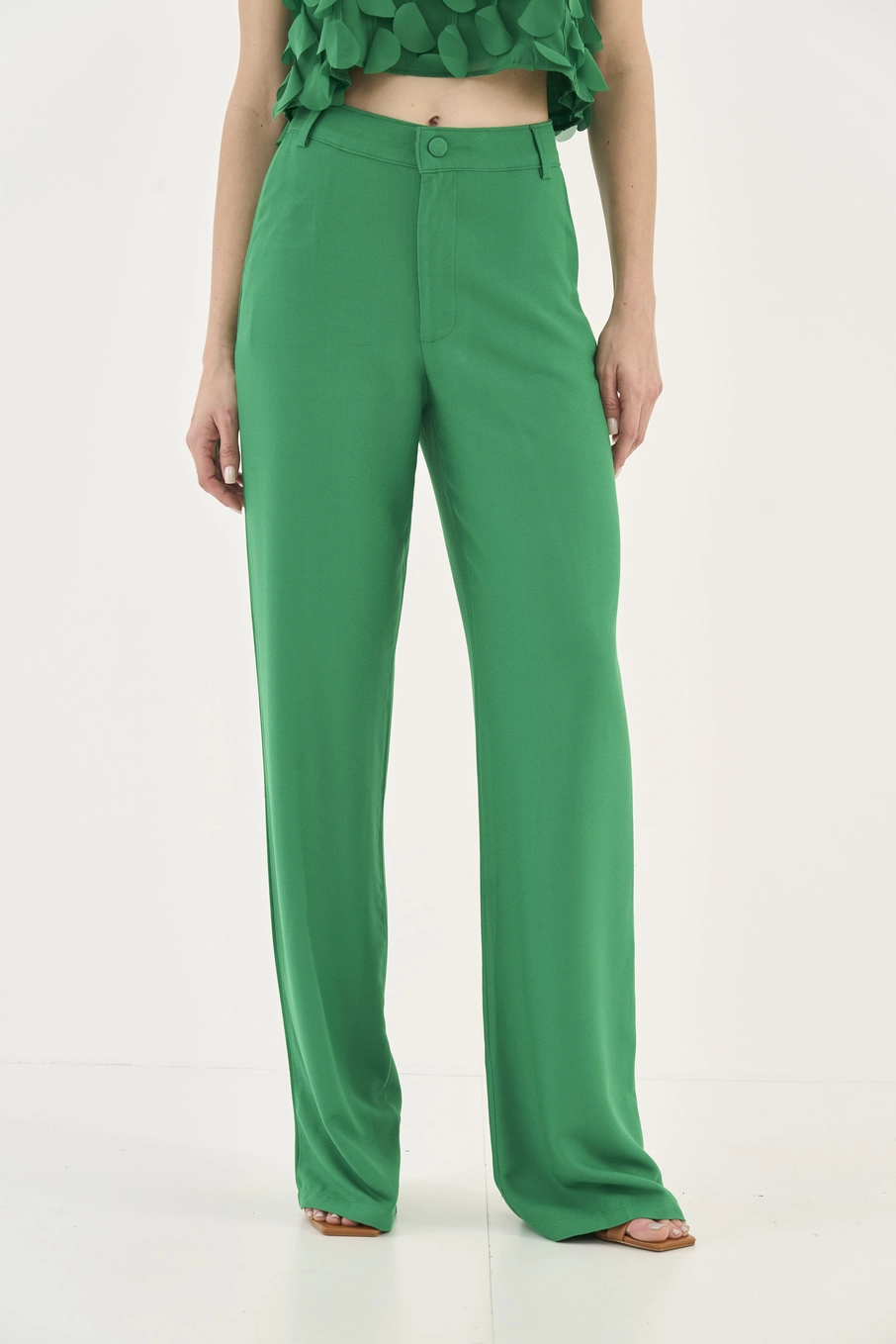 Calça Pantalona Alfaiataria Verde Vanity