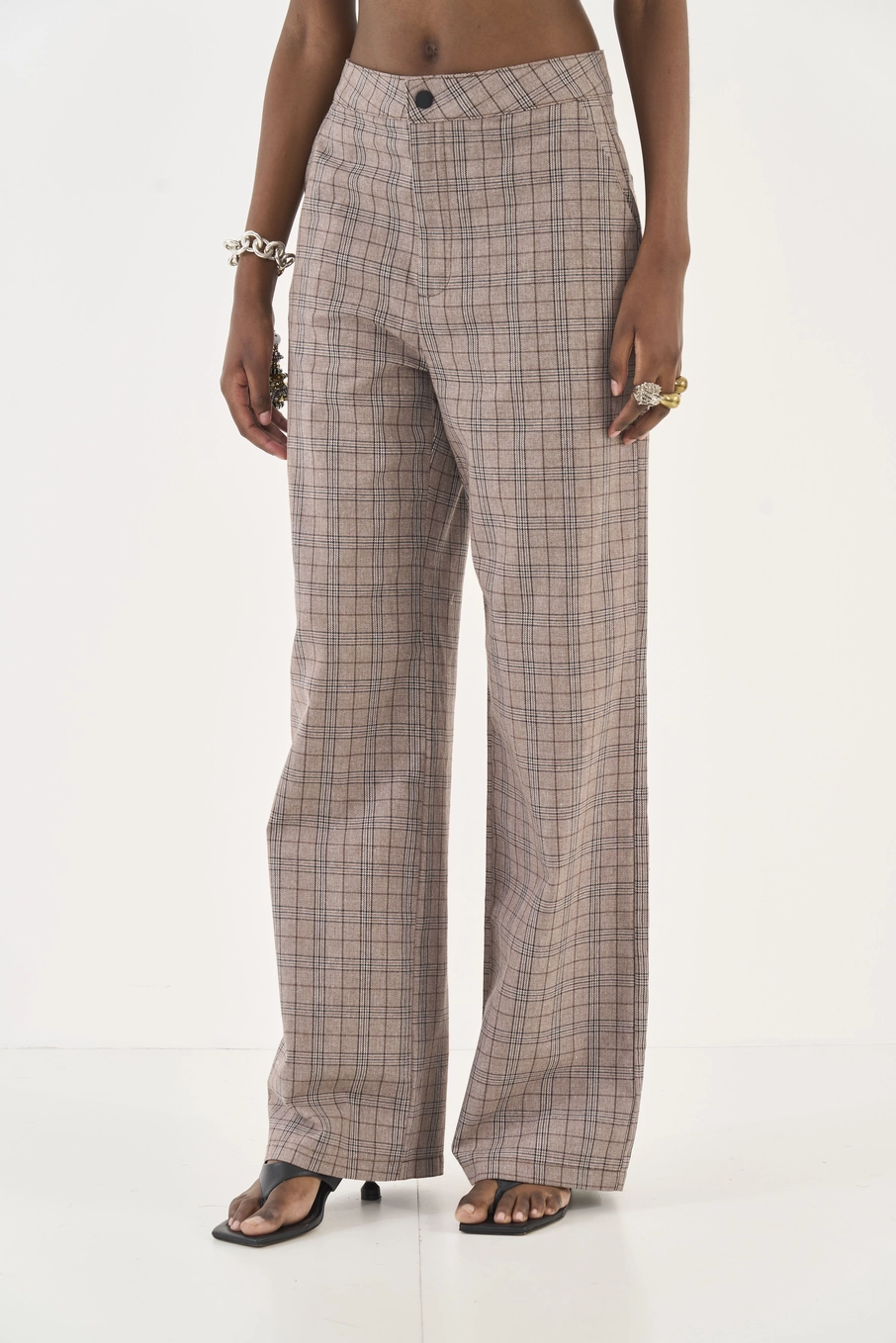 Calça Alfaiataria Xadrez Wide Leg Estampados