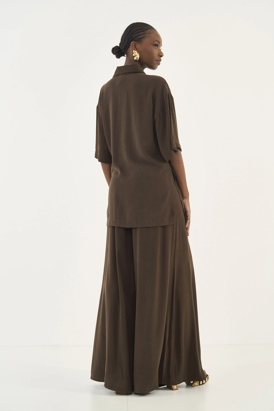 Calça Max Pantalona Marrom