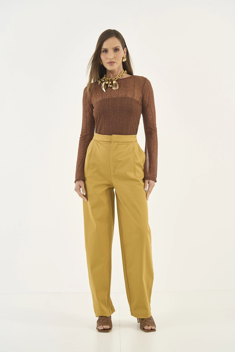 Calça Em Sarja Alfaiataria Joana