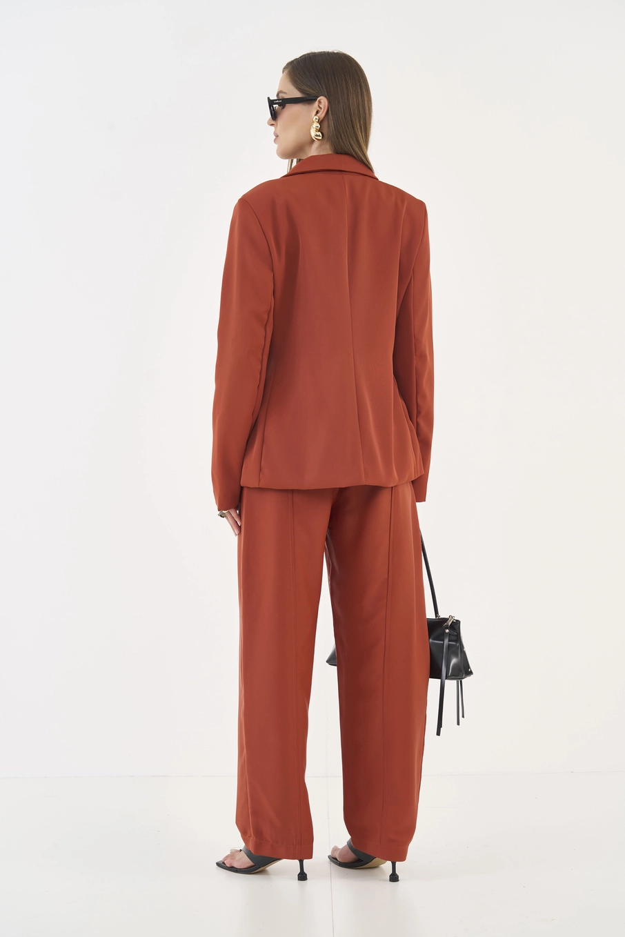 Calça Wide Leg Alfaiataria Marrom
