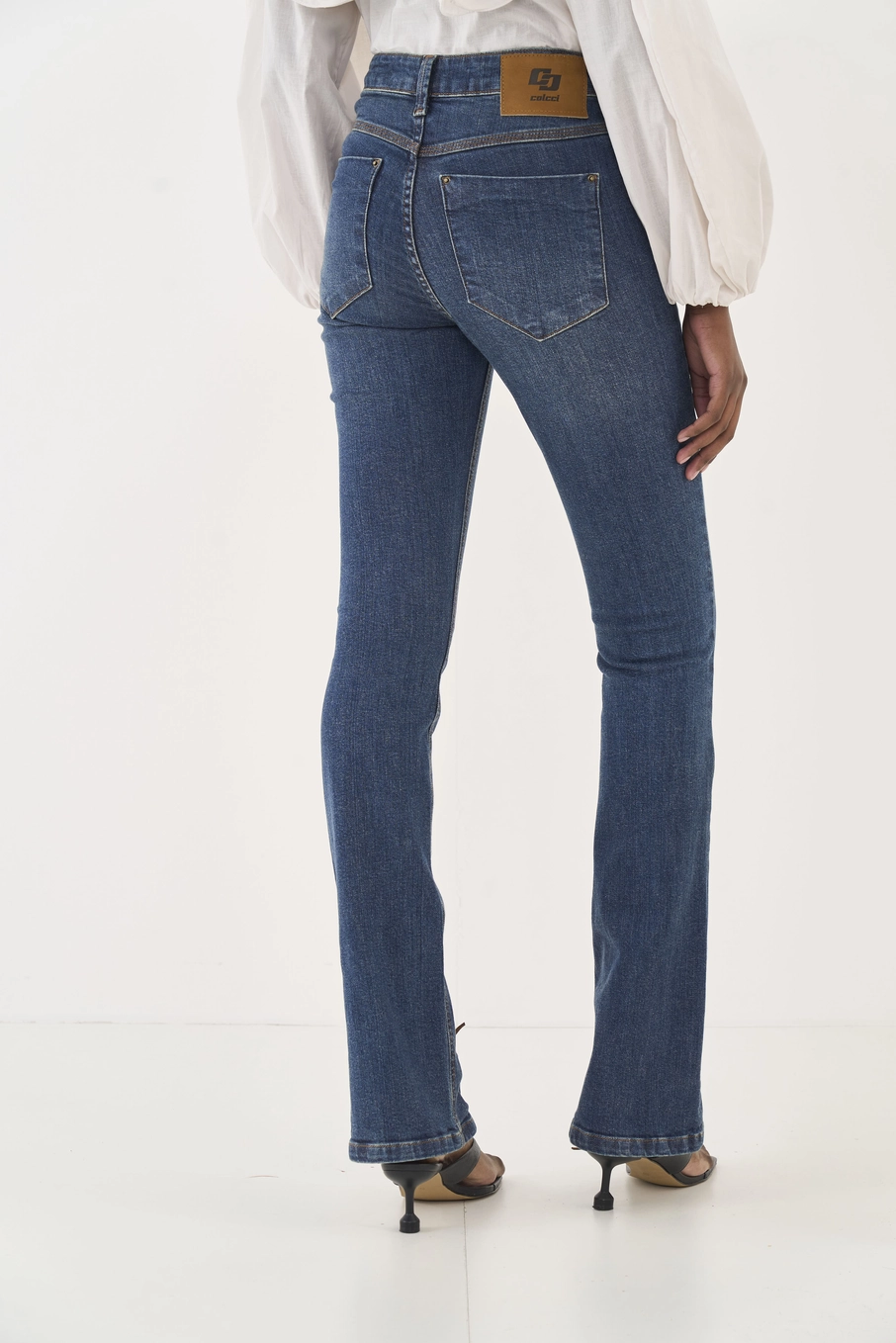 Calça Jeans Bia Reta Com Amarração Nas Barras Índigo