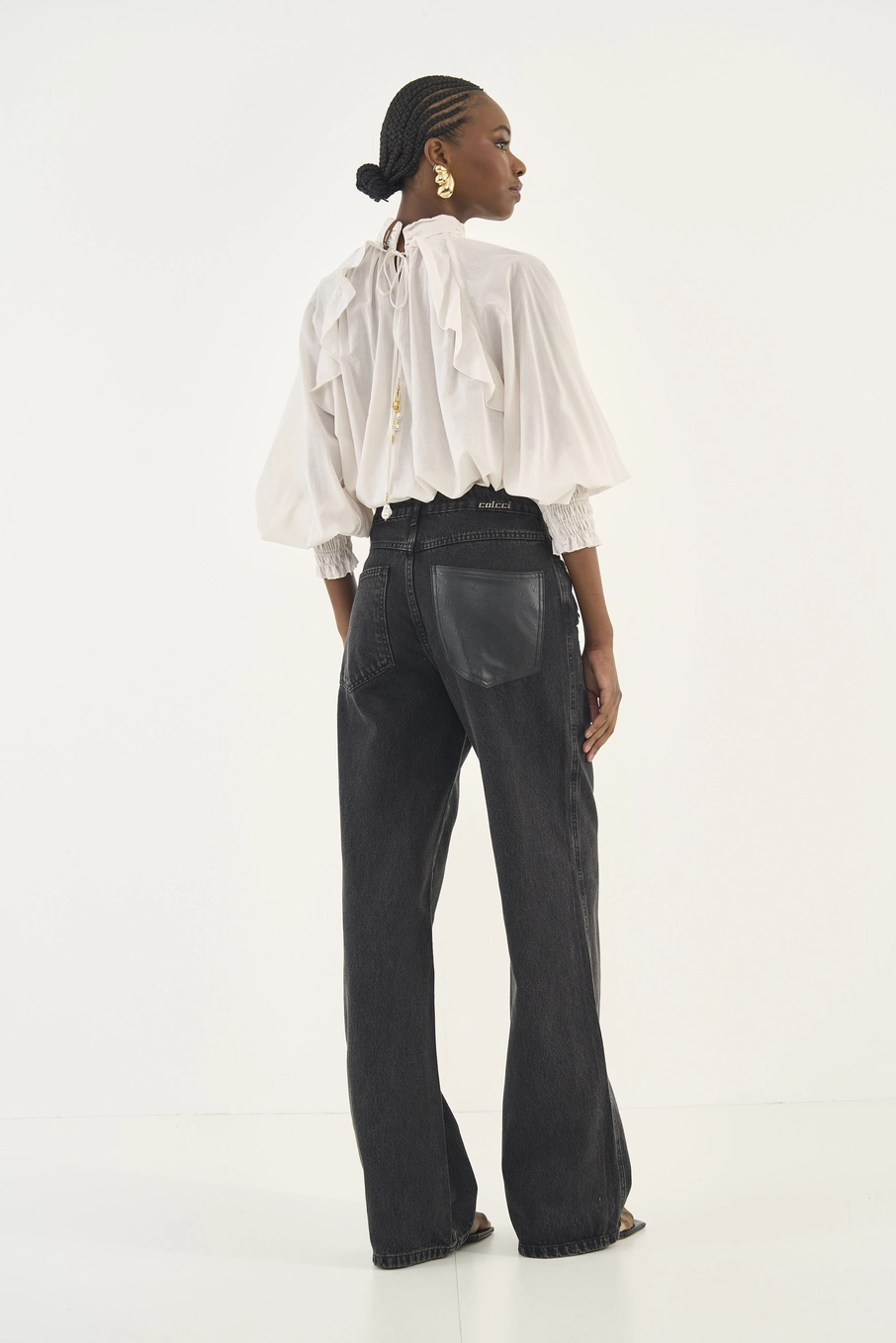Calça Jeans Juliette Wide Leg Indigo Preto
