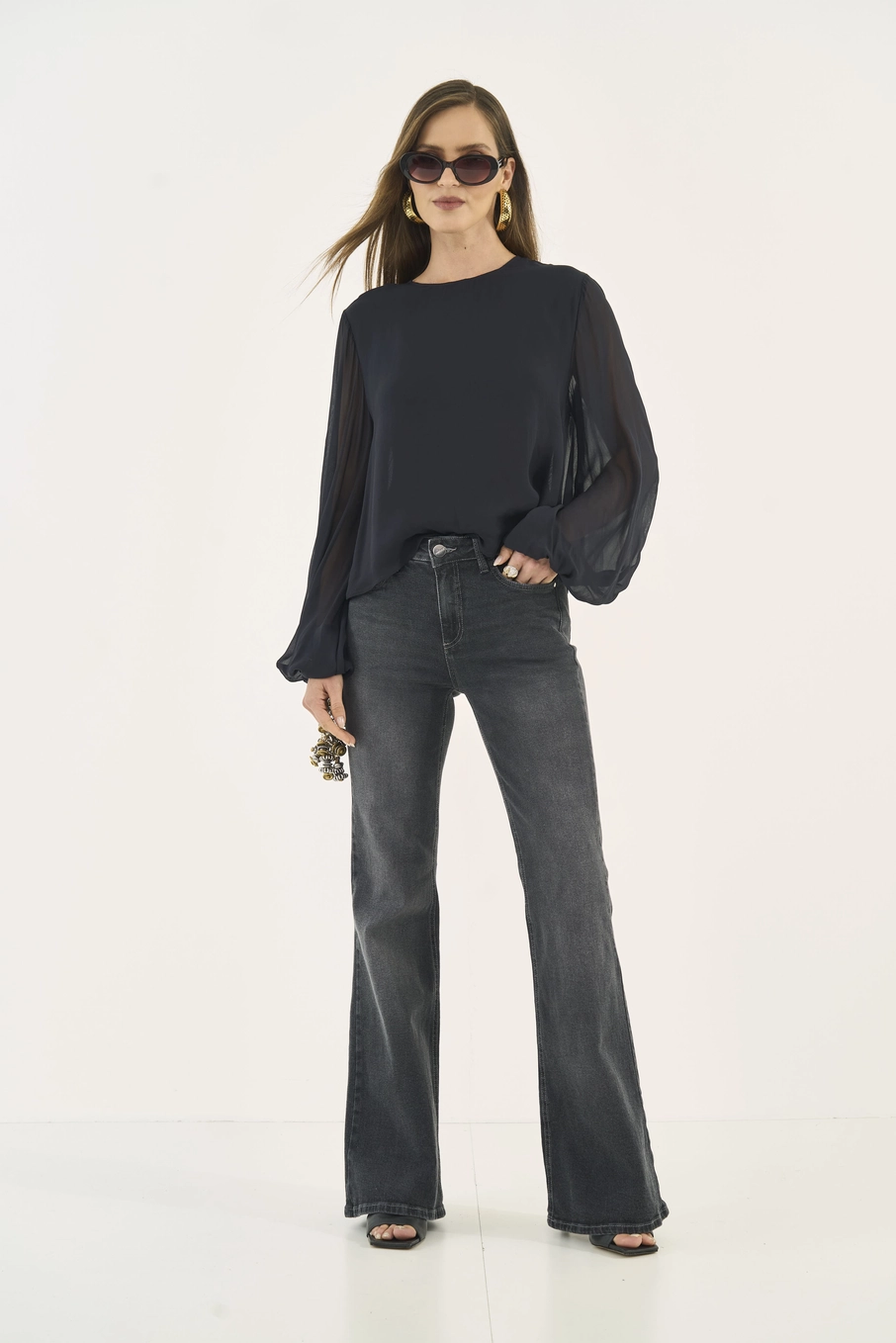 Calça Jeans Bia Flare Indigo Preto