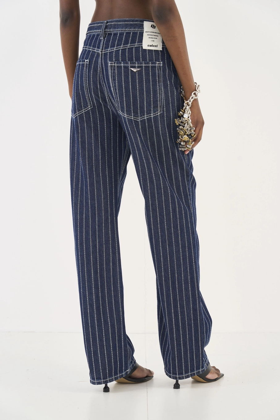 Calça Jeans Reta Listrada Leoni Estampados
