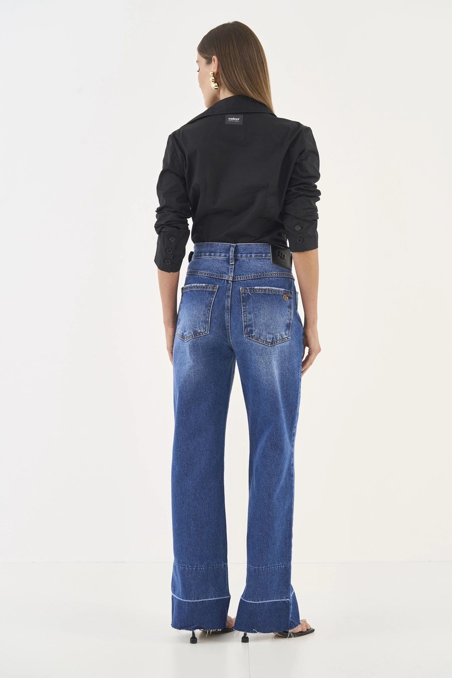 Calça Jeans Leoni Wide Leg Com Cinto Índigo