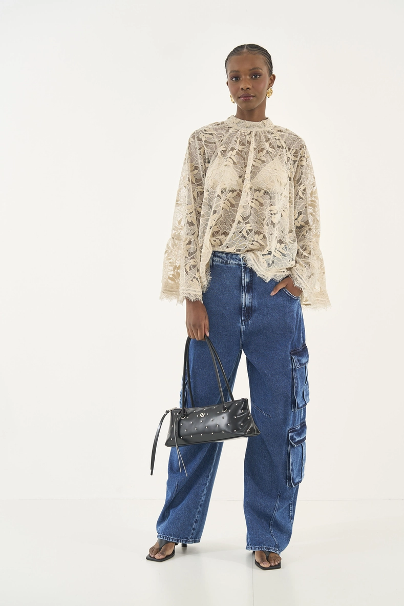 Calça Jeans Bruna Wide Leg Cargo
