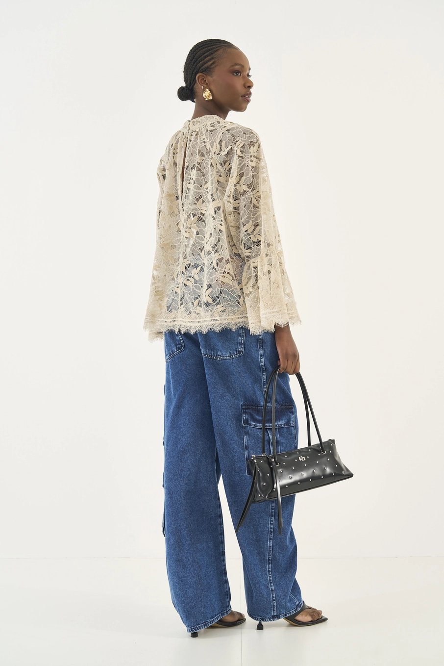 Calça Jeans Bruna Wide Leg Cargo Índigo